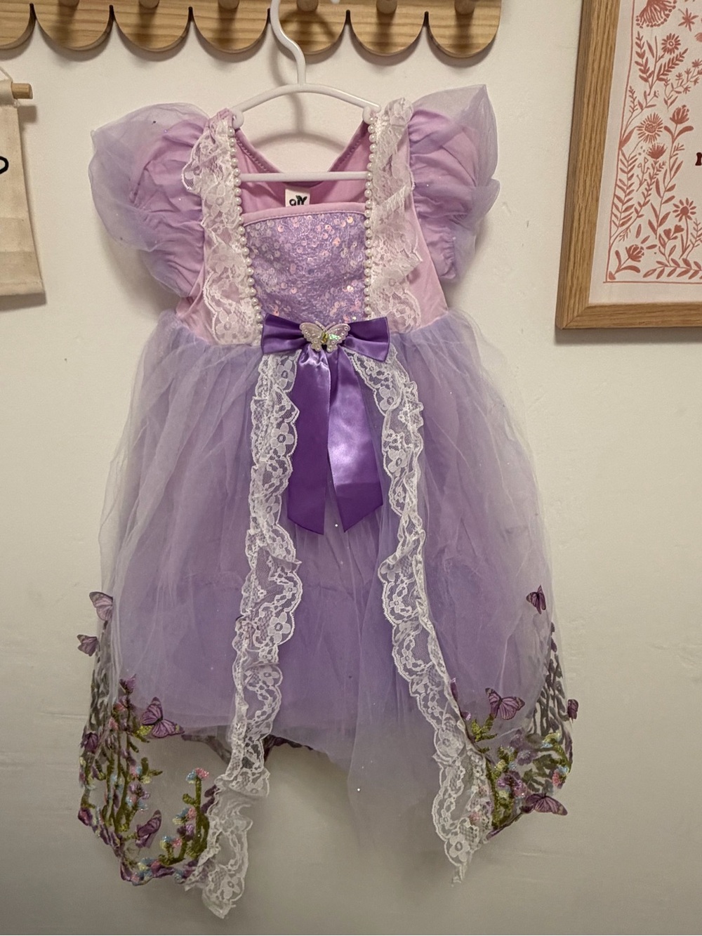 Lavender Butterfly Rapunzel Princess Costume Dress for Kids